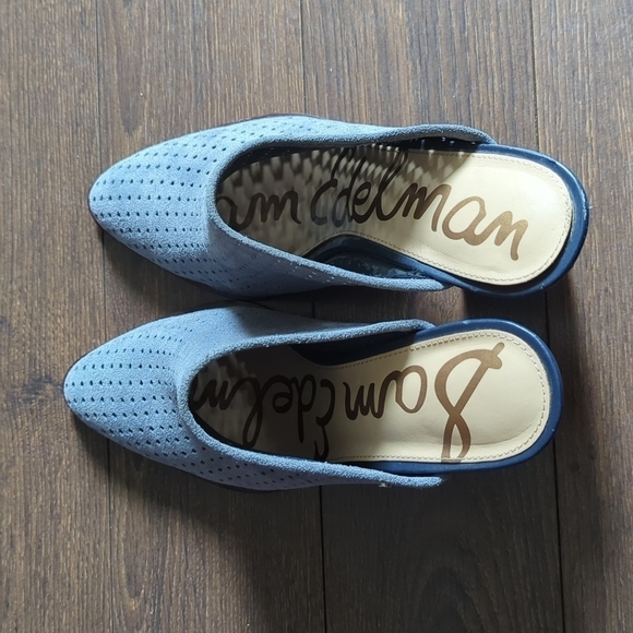 Sam Edelman Bates Perforated Suede Leather Mules/Slides - Picture 5 of 13